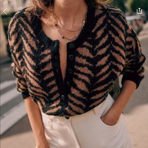 NWT Sezane Charlize jacquard Henley sweater size S